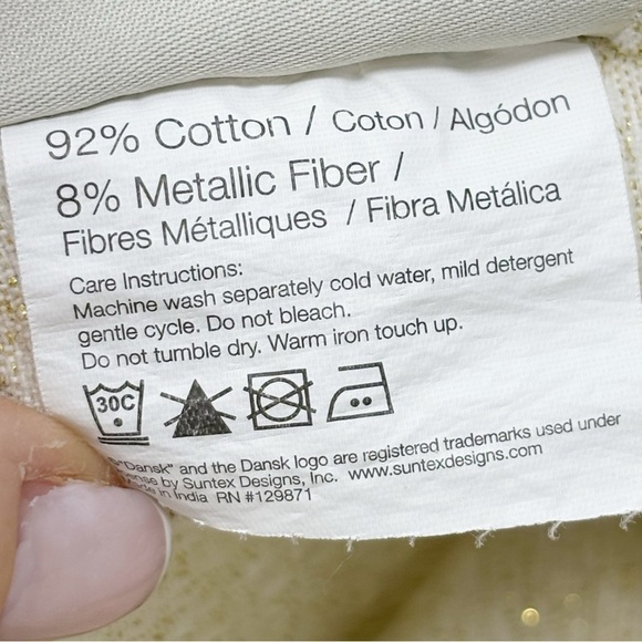 DANSK Ivory Gold Metallic LISBETH Tablecloth MCM Mid Century Modern 60” X 84” - Picture 7 of 9